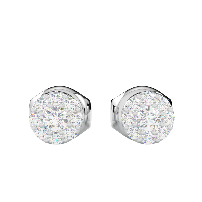 Kolczyki z diamentami Halo – złoto białe 585 – GOLDPORT